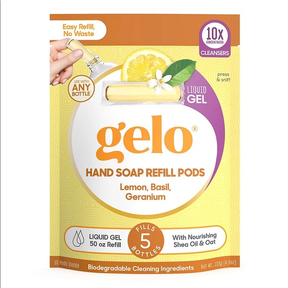 Gelo Bath & Body Gelo Liquid Gel Hand Soap Refill Pods Lemon Basil